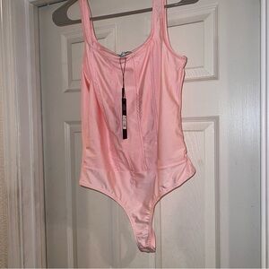Pink Satin Corset Bodysuit - fashion nova